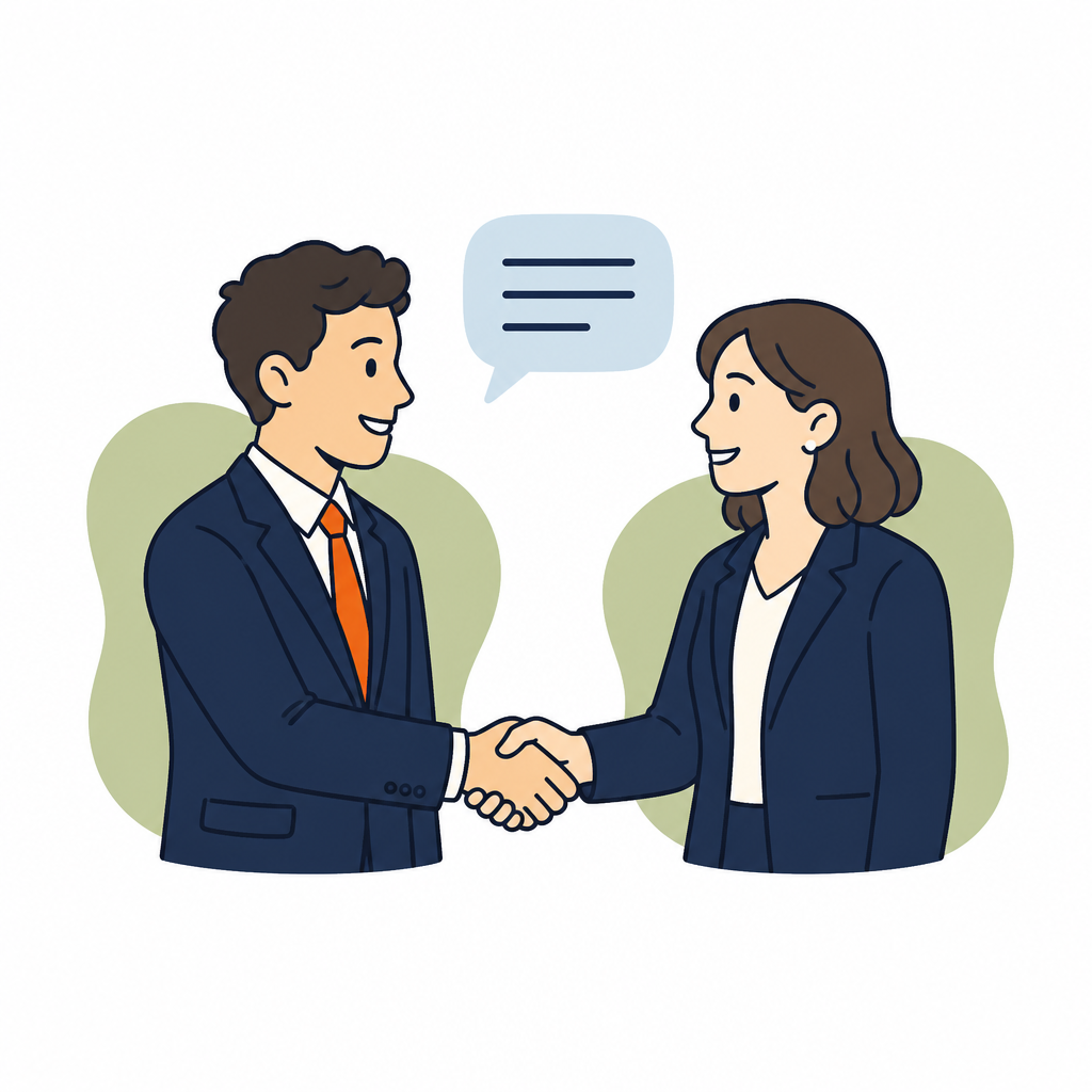 Illustration of an employer and student shaking hands